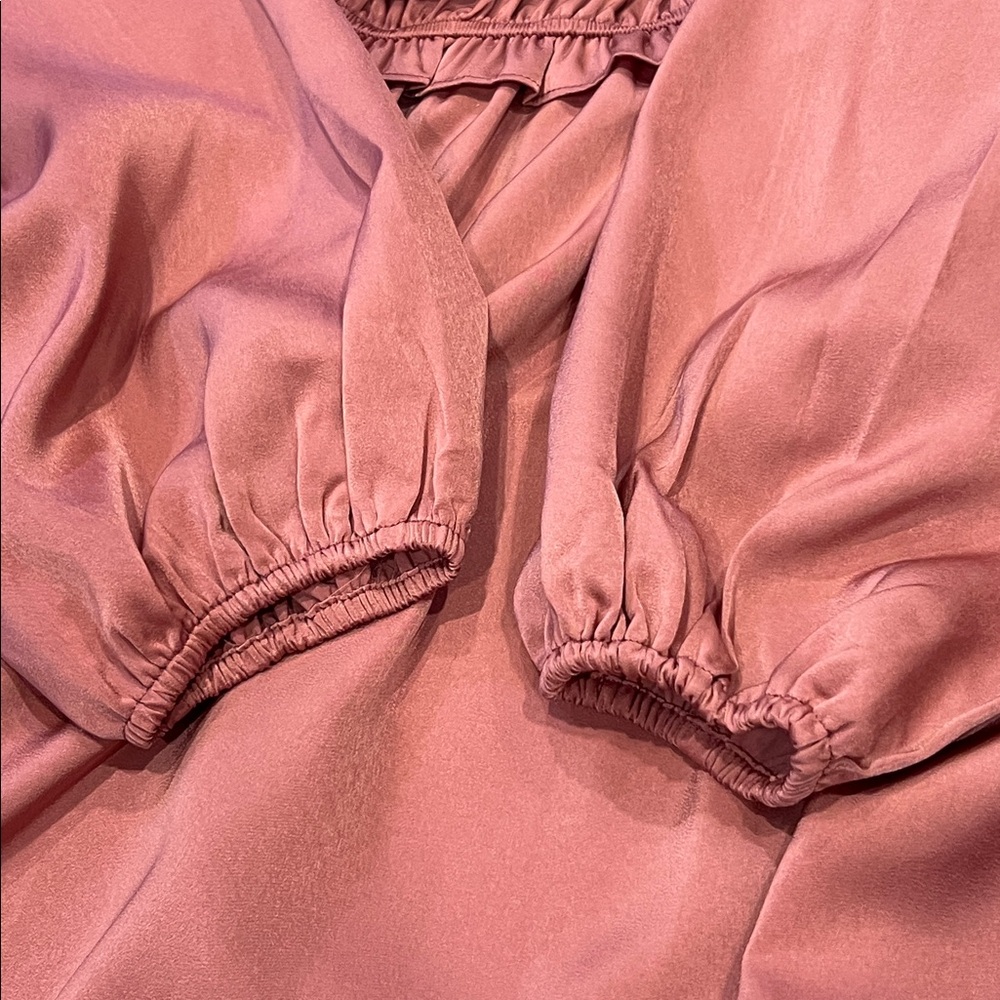 Altar'd State Mauve Ruffled Smocked Waist Long Sleeve Off Shoulder Dress peasant - Picture 11 of 13